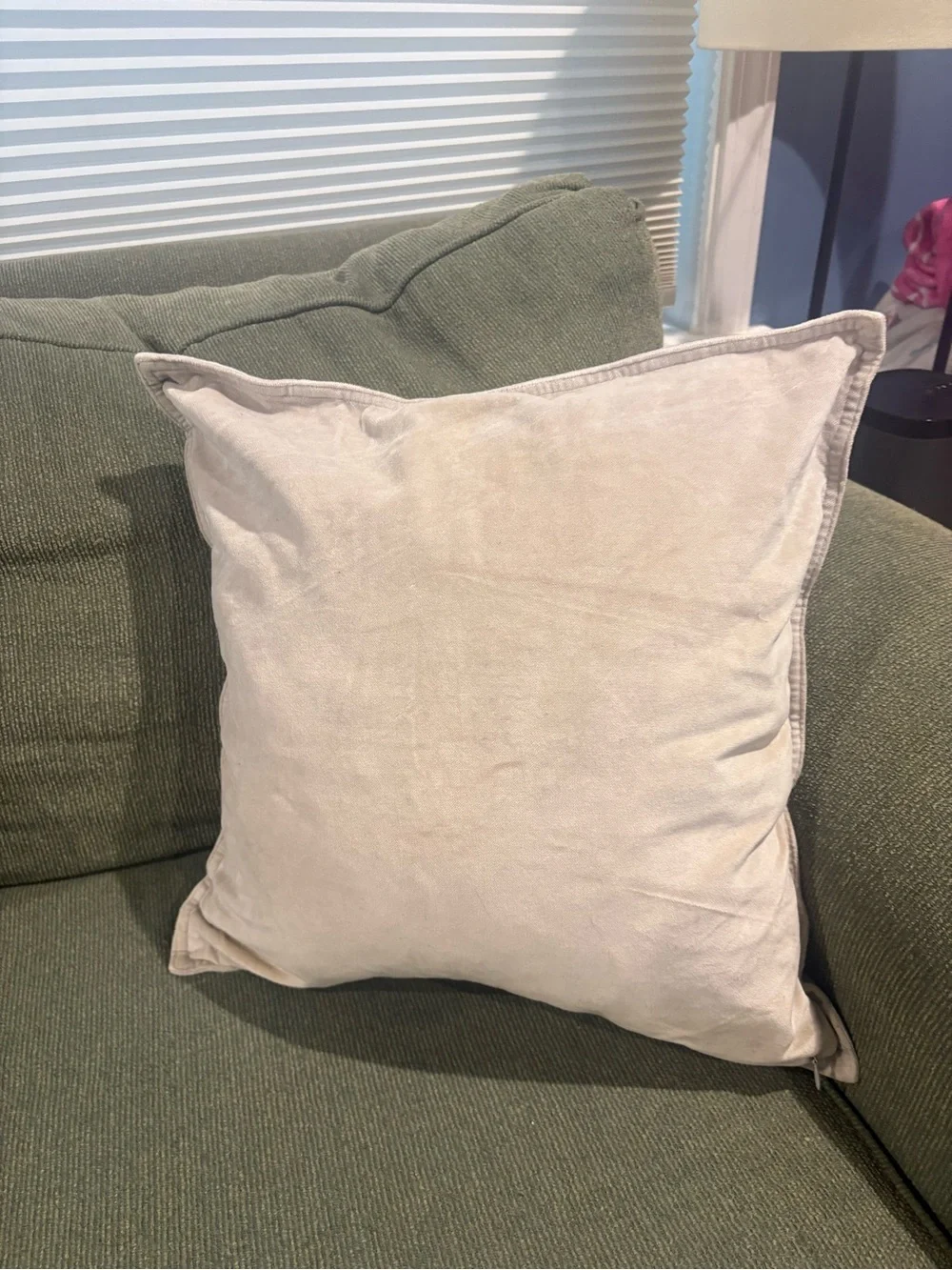 West Elm Cream Decorative Accent Pillow with Subtle Stitch Detail